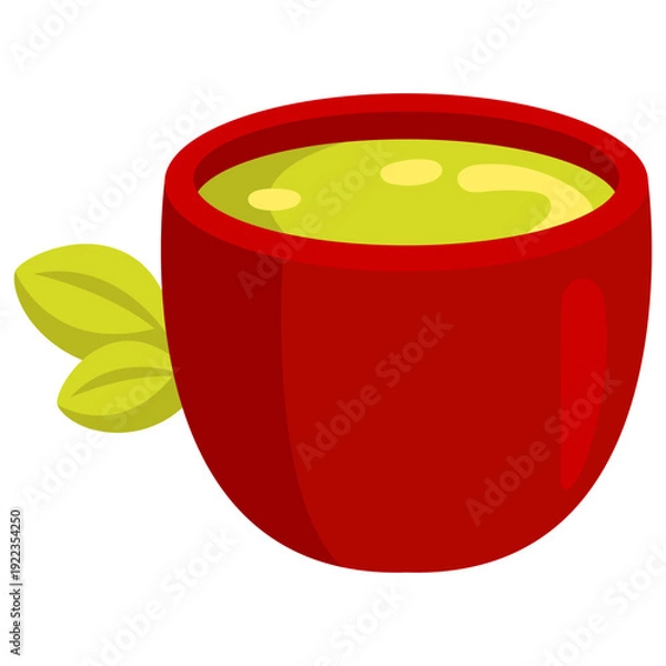 Obraz Green tea cup vector icon