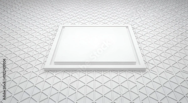 Obraz Modern white square frame on geometric patterned wall