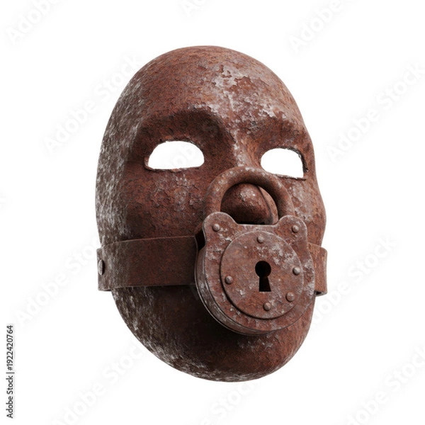 Obraz Rusty Medieval Face Mask with Padlock Gag