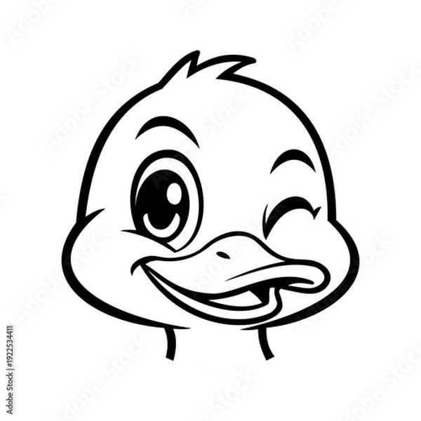 Obraz Line Cute Duck Illustration Character Vector Logo Template