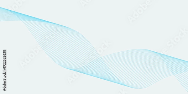 Obraz Abstract blue smooth waves on white background.Vector illustration.