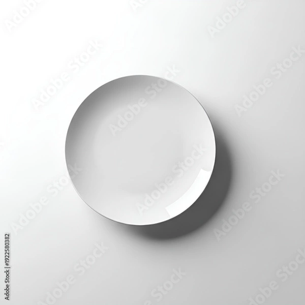 Obraz White Plate on White Background.