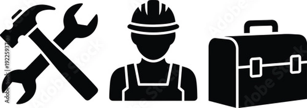 Obraz Worker with tools and briefcase