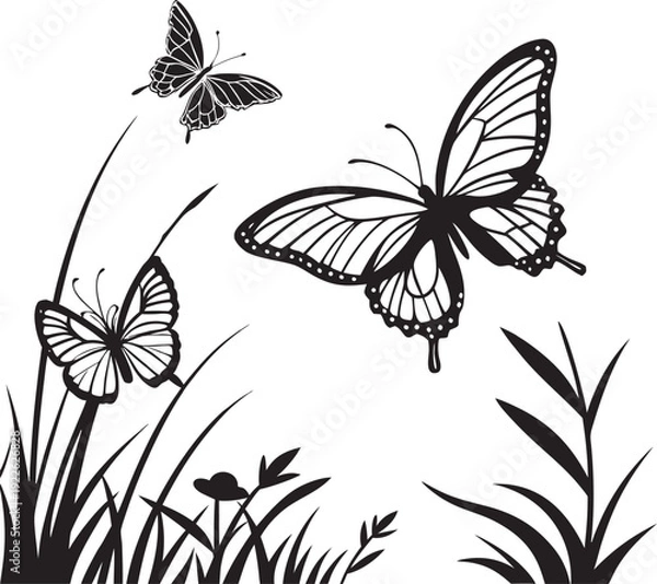 Obraz butterfly and flowers