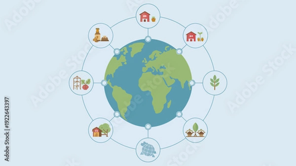 Fototapeta Global Network Connection Around Earth.