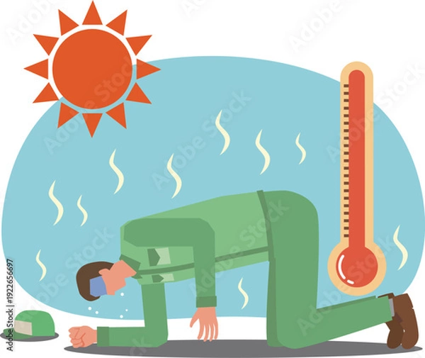 Obraz 熱中症で倒れる作業員