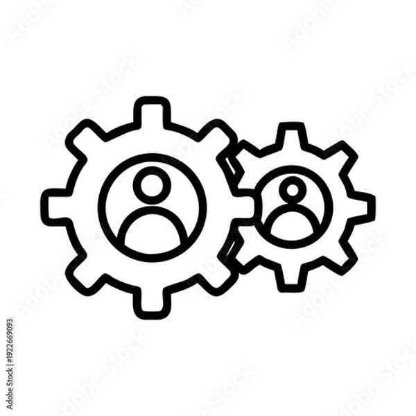 Obraz Gears With People Collaboration Icon