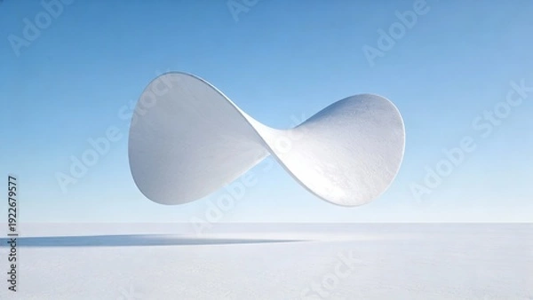 Obraz White Möbius Strip Shape Floating in Landscape