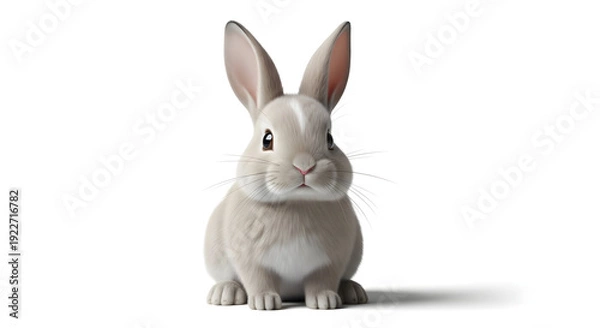 Obraz Cute Bunny on White Background