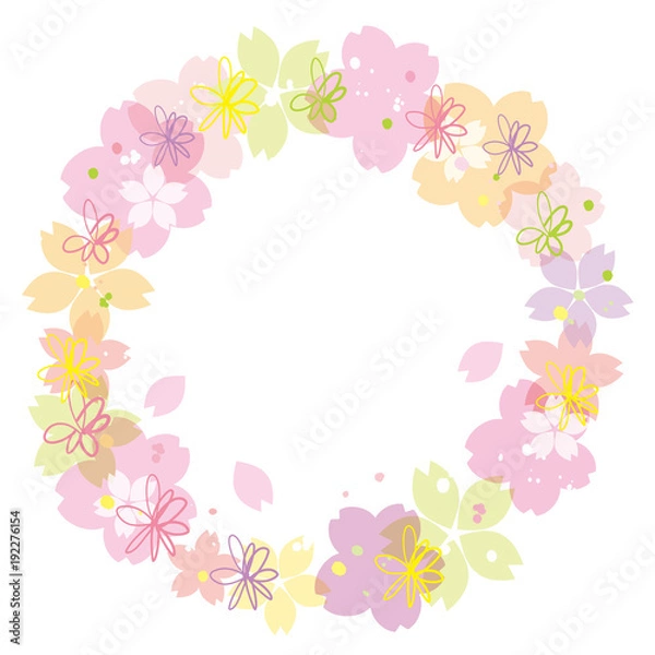 Fototapeta 桜 春ポスター 丸 白