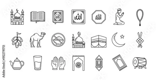 Obraz Ramadan Kareem Line Icon Set.