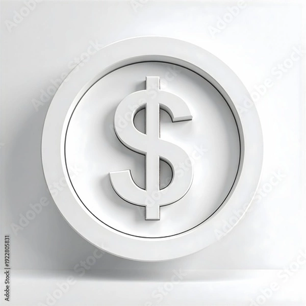 Obraz Einzelne weiße Münze mit Dollarzeichen