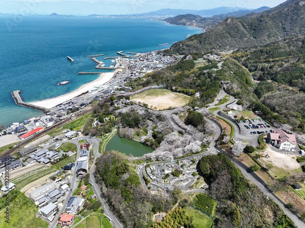 Obraz 愛媛県伊予市　ふたみ潮風ふれあい公園上空からの風景