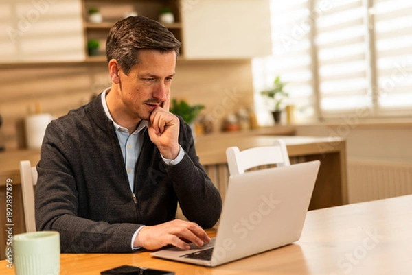 Obraz Man Doing His Work From Home