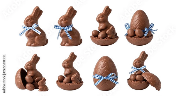 Obraz Easter chocolate bunny collection isolated on transparent background
