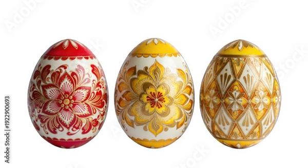 Obraz Easter eggs isolated on transparent background decorative easter eggs