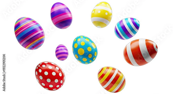Obraz Easter eggs isolated on transparent background colorful easter decoration