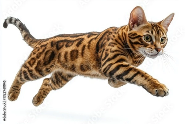 Obraz Bengal kitten running on white background