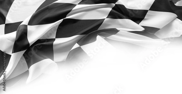 Obraz Checkered racing flag on white