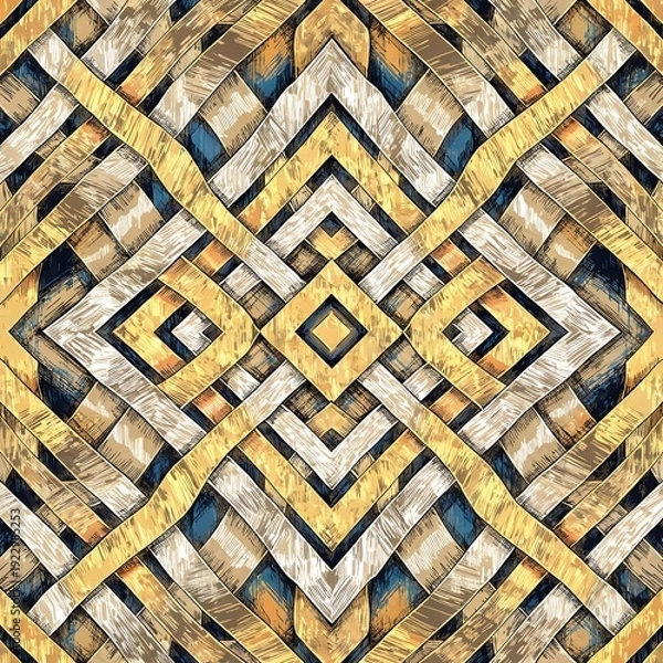 Obraz Textured Woven Geometric Pattern in Earth Tones abstract
