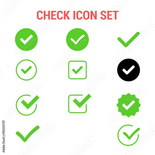 Obraz Check icon set , Approved symbol.