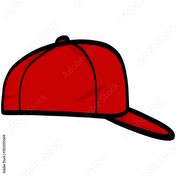 Obraz Red Baseball Cap Hat Drawing Vector Illustration