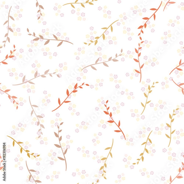 Fototapeta Cute seamless floral pattern. Spring or summer vector background