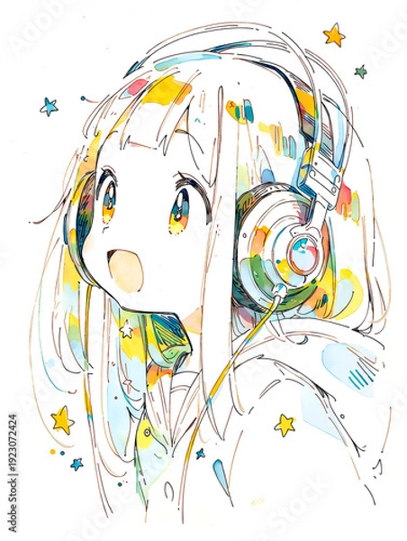 Obraz 音楽を聴く女性の横顔