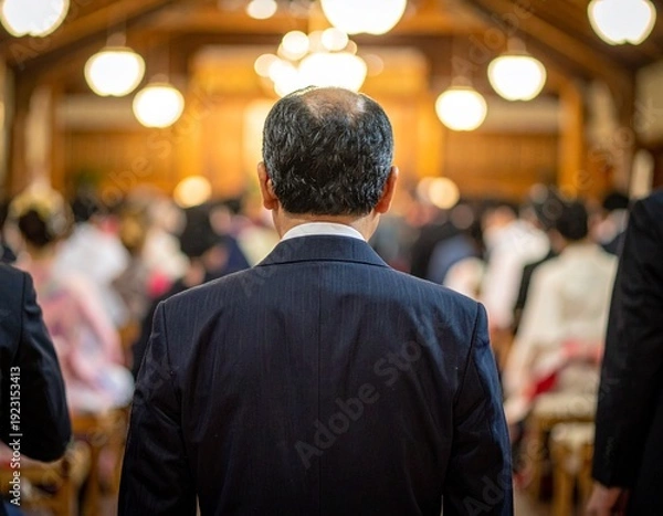 Obraz 男性　結婚式　後ろ姿
