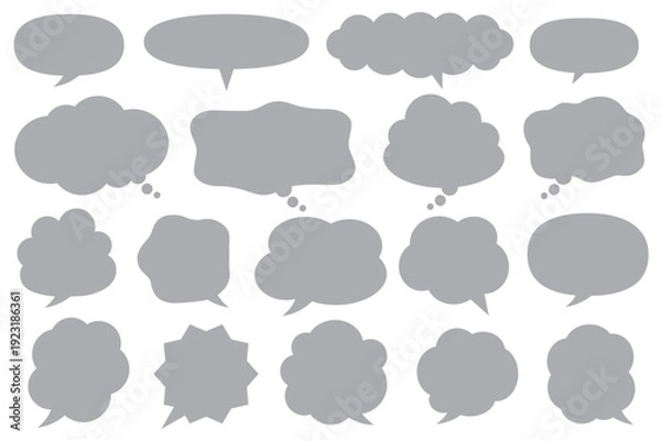 Obraz 【 吹き出し口移動可能 】シンプルな灰色の吹き出し素材