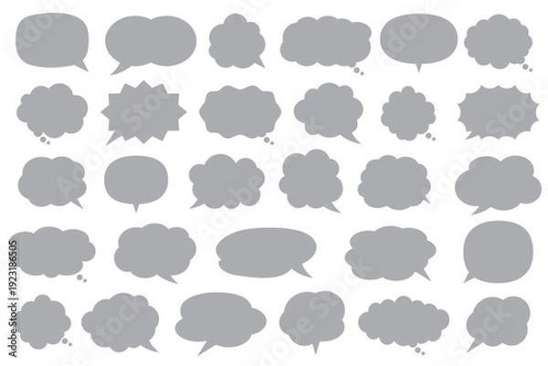 Obraz 【 吹き出し口移動可能 】汎用性の高い灰色吹き出し素材