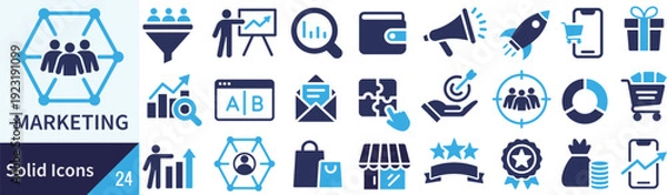 Obraz ベクターのマーケティングに関するシルエットアイコンセット
