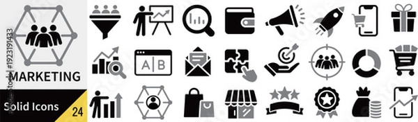 Obraz ベクターのマーケティングに関するシルエットアイコンセット
