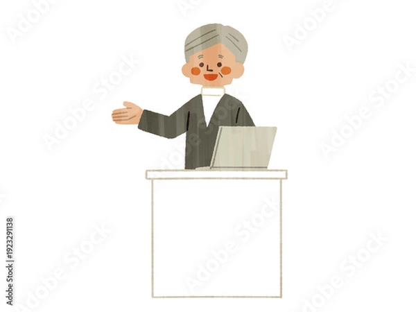 Obraz 教卓に立って説明をする男性-ガッシュ