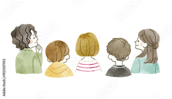 Obraz 後ろ向きの聴衆-水彩