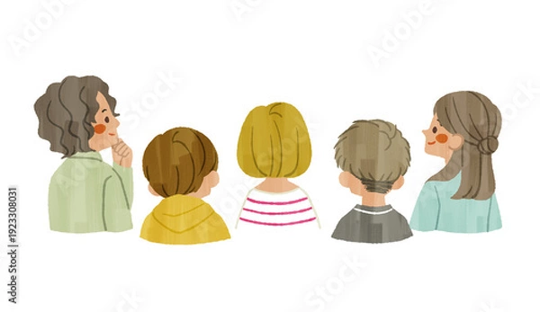 Obraz 後ろ向きの聴衆-ガッシュ