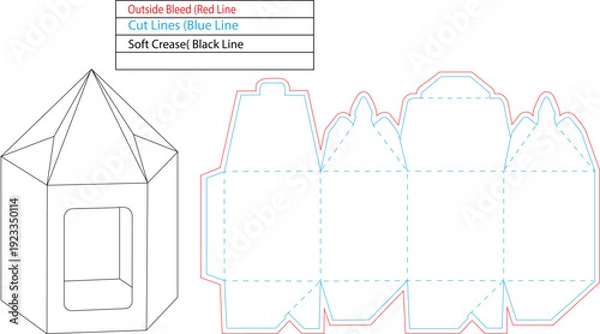 Obraz Papercrafttemplatefor3dhousemodelwithlinesandfoldmarks