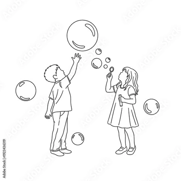 Obraz Kids with Bubbles