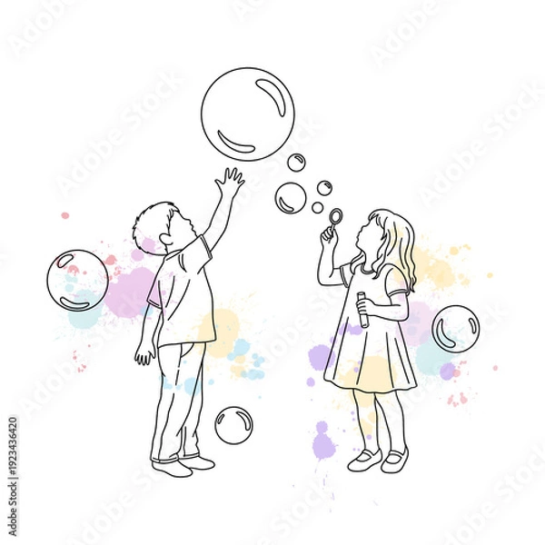 Obraz Kids with Bubbles