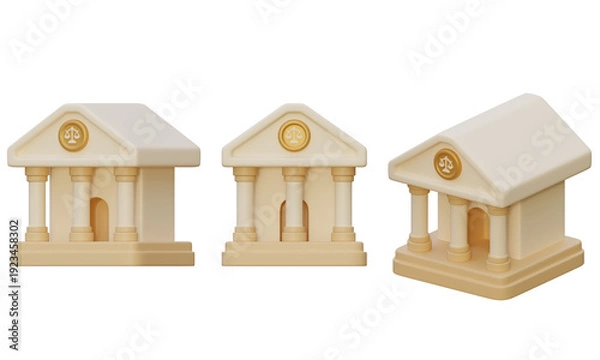 Obraz 3D rendered courthouse building icon set isolated
