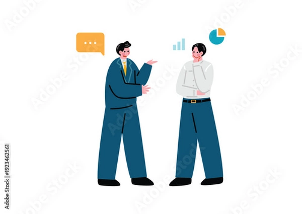Obraz 会話するビジネスマンのイラスト