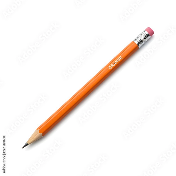 Obraz single orange pencil on a white background