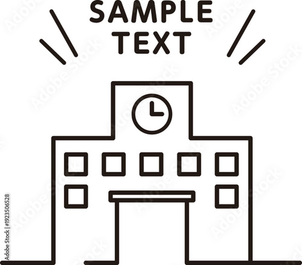 Obraz シンプルな学校の線画タイトル装飾フレーム