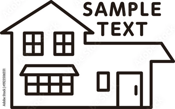 Obraz シンプル住宅アイコンのタイトルフレーム