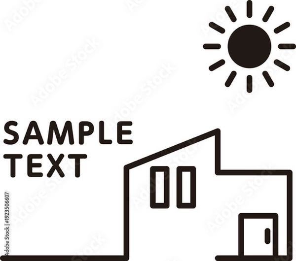 Obraz 不動産チラシ用家の線画タイトル枠