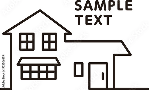 Obraz シンプル住宅線画の広告用見出し素材
