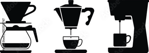Obraz Coffee Brewing Method Silhouette Icons