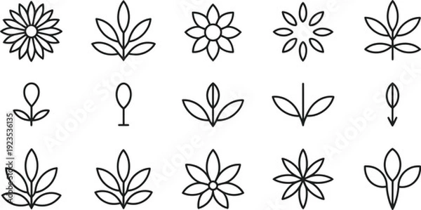 Obraz Minimalist Linear Botanical Icon Set