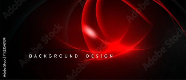 Obraz Abstract red design. Dynamic curves create glowing effect over black background. Modern, elegant visual presentation.