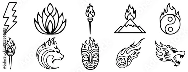 Obraz Fire and Element Icons Set